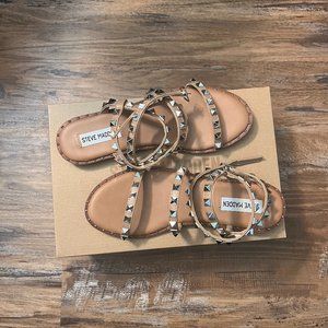 Steve Madden Travel Tan Original with wrap around ankle strap
